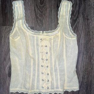 H&M Yellow Corset Top (Cottagecore <3)